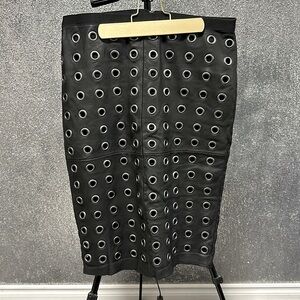 BCBGMAXAZRIA - Grommet Leather Pencil Skirt